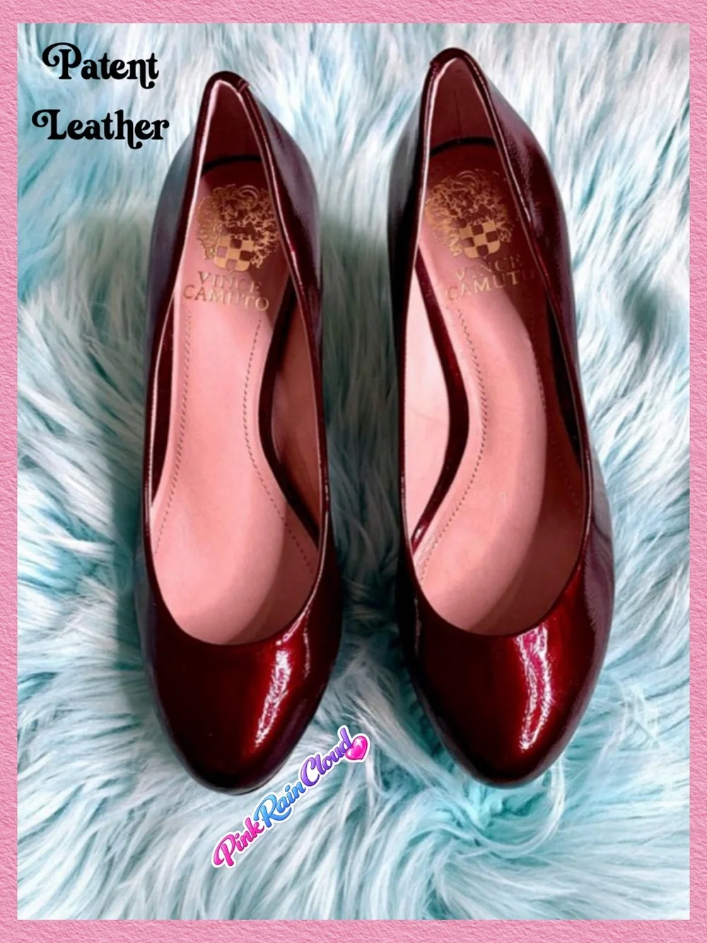 Vince Camuto Patent Leather Dark Red Vintage Heels Women’s 7 Low Platform